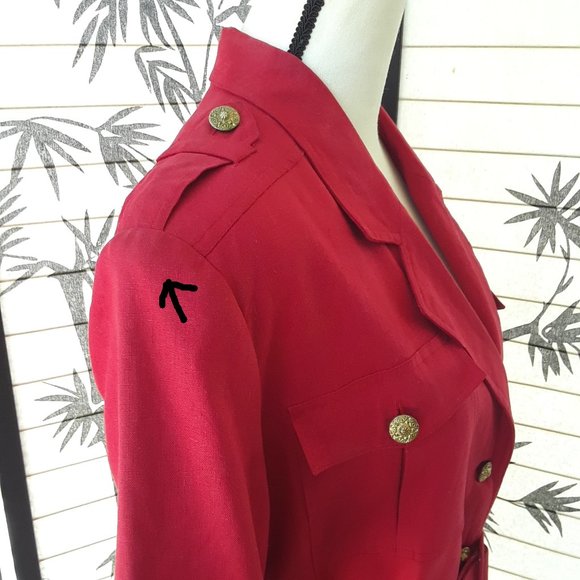 Vintage 1980s Red Linen Blend Oversized Blazer - Picture 14 of 16